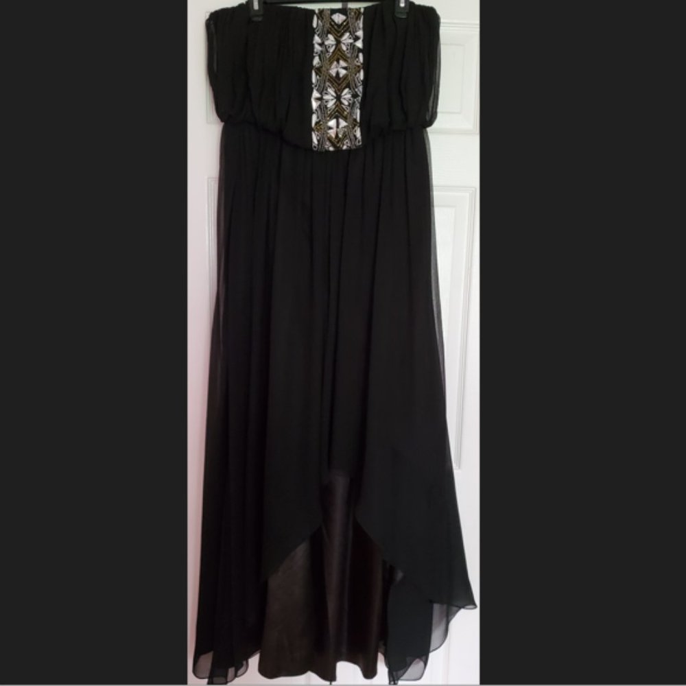 JS COllections size 10 Strapless High-Low Hem Fully Lined Black Dress